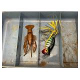 Antique Metal Tackle Box With Some Vintage Lures