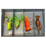 Antique Metal Tackle Box With Some Vintage Lures