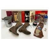 Misc. Antique & Vintage Items Including Victorian Era High Boots, Galvanized Bucket & More