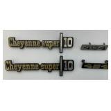 1973-76 Front Fender Emblems "Cheyennie Super 10" Lh/Rh Pair For Chevrolet Truck & 454 Emblems