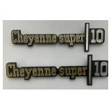 1973-76 Front Fender Emblems "Cheyennie Super 10" Lh/Rh Pair For Chevrolet Truck & 454 Emblems