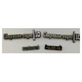 1973-76 Front Fender Emblems "Cheyennie Super 10" Lh/Rh Pair For Chevrolet Truck & 454 Emblems