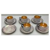 (RARE) Vintage Tea & Coffee Set German China Iridescent Stamped RS Prussia