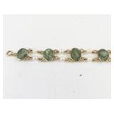 14K Yellow Gold Bracelet with Jade and Pearl Accents