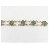 14K Yellow Gold Bracelet with Jade and Pearl Accents