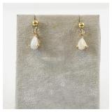 14K Yellow Gold Opal Teardrop Stud Earrings