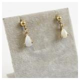 14K Yellow Gold Opal Teardrop Stud Earrings