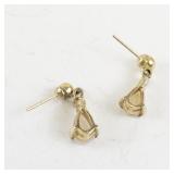 14K Yellow Gold Opal Teardrop Stud Earrings