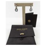 John Hardy Cushion Cut Blue Topaz Sterling Silver Kali Drop Earrings with Pouch