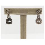 John Hardy Cushion Cut Blue Topaz Sterling Silver Kali Drop Earrings with Pouch