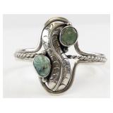 Mexican Sterling Silver 925 Cuff Bracelet with Turquoise Stones