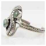 Mexican Sterling Silver 925 Cuff Bracelet with Turquoise Stones