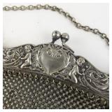 Antique German Silver Mesh Purse with Cherub Motif