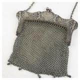 Antique German Silver Mesh Purse with Cherub Motif