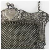 Antique German Silver Mesh Purse with Cherub Motif