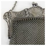 Antique German Silver Mesh Purse with Cherub Motif