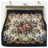 Vintage Floral Needlepoint Purse with Chain Handle