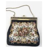 Vintage Floral Needlepoint Purse with Chain Handle