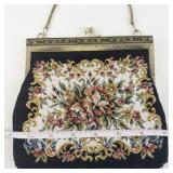 Vintage Floral Needlepoint Purse with Chain Handle