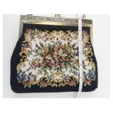 Vintage Floral Needlepoint Purse with Chain Handle