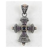Barbara Bixby 18k Rose Gold & Sterling Silver Garnet Cross Pendant Enhancer