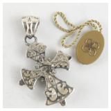 Barbara Bixby 18k Rose Gold & Sterling Silver Garnet Cross Pendant Enhancer