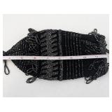 Vintage Black Beaded Evening Purse with Fringe and Chain Strap
