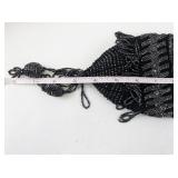 Vintage Black Beaded Evening Purse with Fringe and Chain Strap