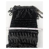 Vintage Black Beaded Evening Purse with Fringe and Chain Strap