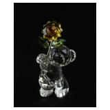 Swarovski Crystal Bear Figurine with Yellow Flower