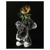 Swarovski Crystal Bear Figurine with Yellow Flower