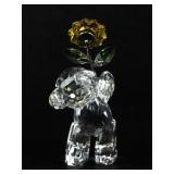 Swarovski Crystal Bear Figurine with Yellow Flower