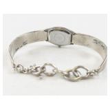 Roderick Tenorio Relos Sterling Silver and 14K Gold Southwestern Style Cuff Watch. New Battery Installed!