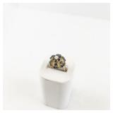 14K Yellow Gold Ring with Sapphires and Opal. Size 6.25