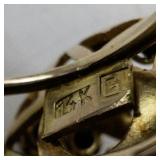 14K Yellow Gold Ring with Sapphires and Opal. Size 6.25