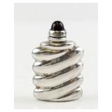 Sterling Silver Swirl Perfume Flask Style Bottle with Amethyst Cabochon Top