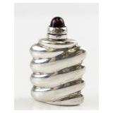 Sterling Silver Swirl Perfume Flask Style Bottle with Amethyst Cabochon Top