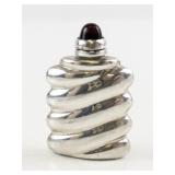 Sterling Silver Swirl Perfume Flask Style Bottle with Amethyst Cabochon Top