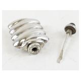 Sterling Silver Swirl Perfume Flask Style Bottle with Amethyst Cabochon Top