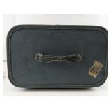 Vintage Blue Faux Leather Train Case/Jewelry Box with Mirror and Locking Clasps