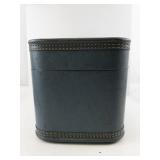 Vintage Blue Faux Leather Train Case/Jewelry Box with Mirror and Locking Clasps