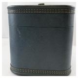 Vintage Blue Faux Leather Train Case/Jewelry Box with Mirror and Locking Clasps