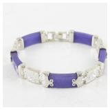 Sterling Silver and Purple Stone Link Bracelet