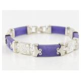 Sterling Silver and Purple Stone Link Bracelet