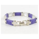 Sterling Silver and Purple Stone Link Bracelet