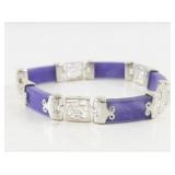 Sterling Silver and Purple Stone Link Bracelet