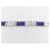 Sterling Silver and Purple Stone Link Bracelet