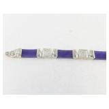 Sterling Silver and Purple Stone Link Bracelet