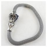 Affinity Blue Diamond Panther Head Sterling Silver & Stainless Steel Bracelet