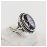 Sterling Silver Amethyst Ring Size 6